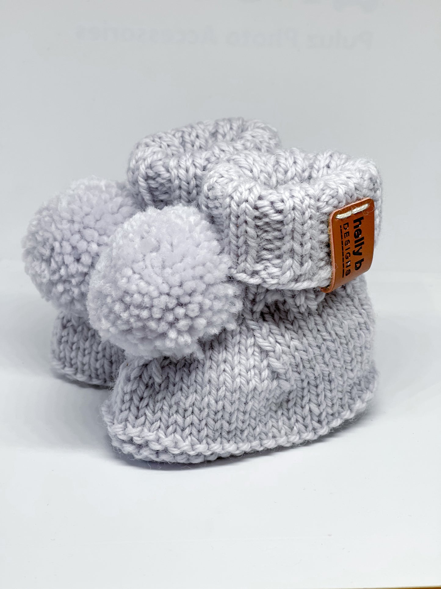 Knitted Pom Pom Booties