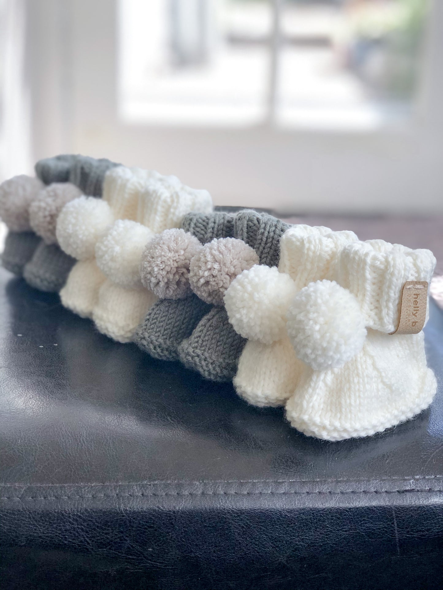 Knitted Pom Pom Booties