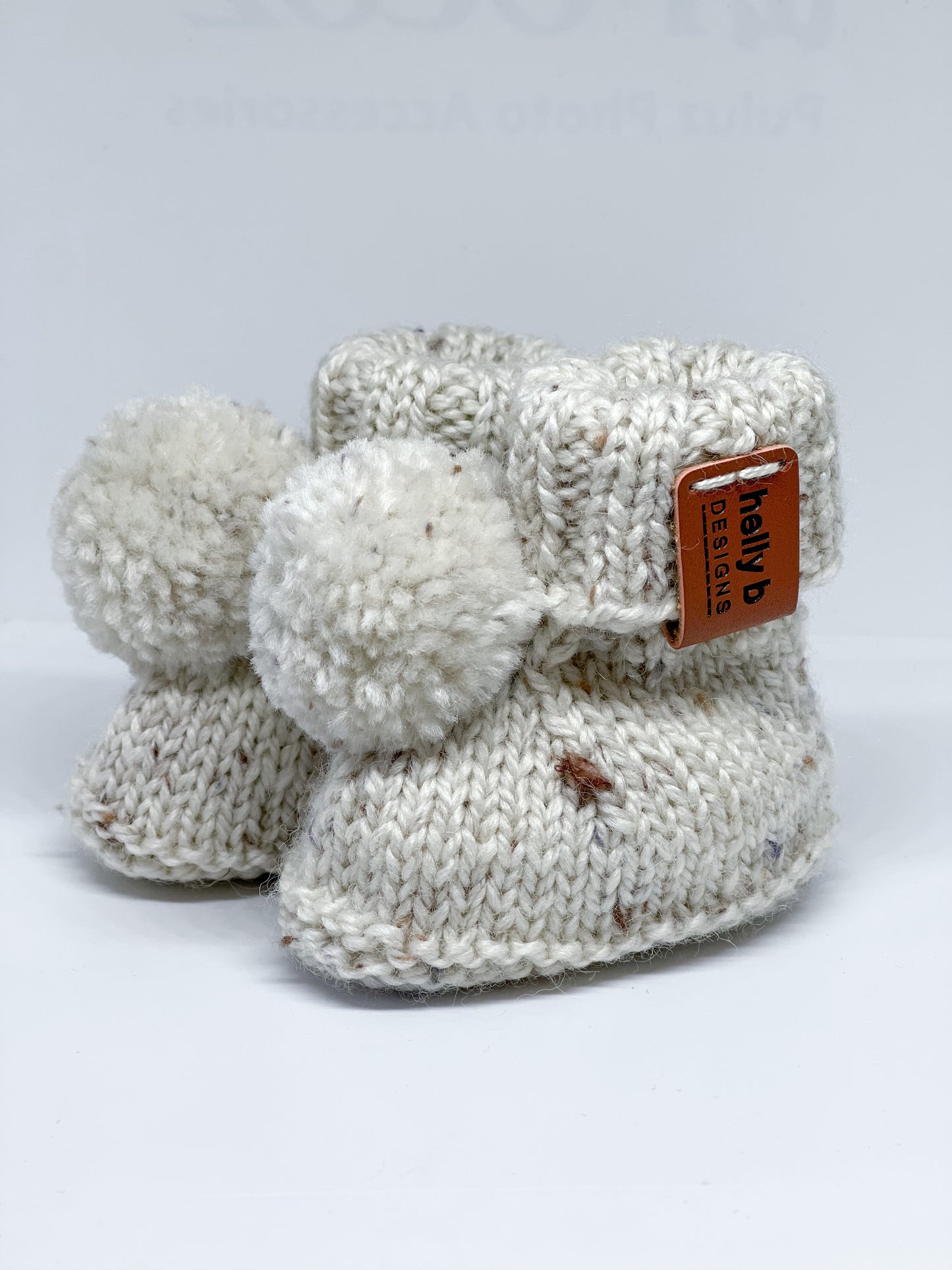 Knitted Pom Pom Booties