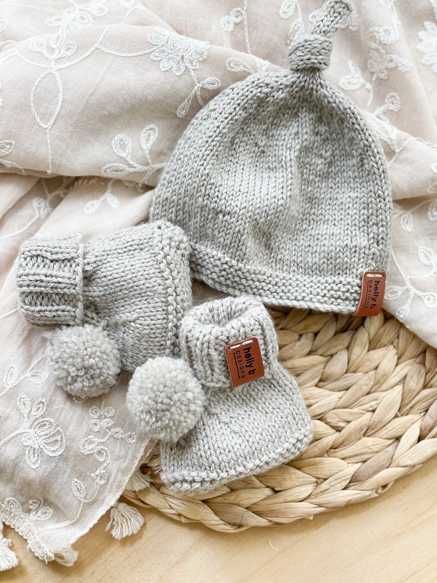 Top Knot Beanie and Booties Set