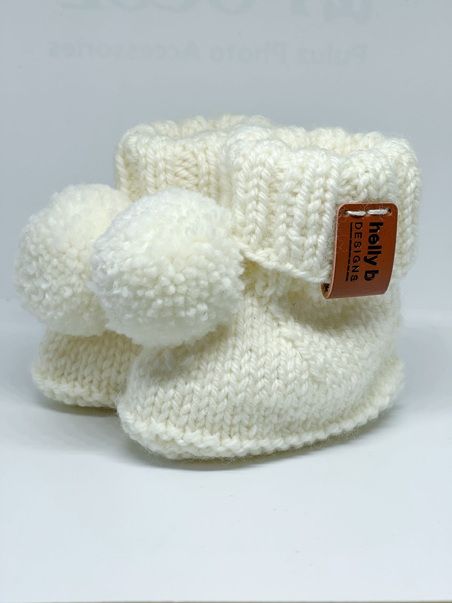 Knitted Pom Pom Booties