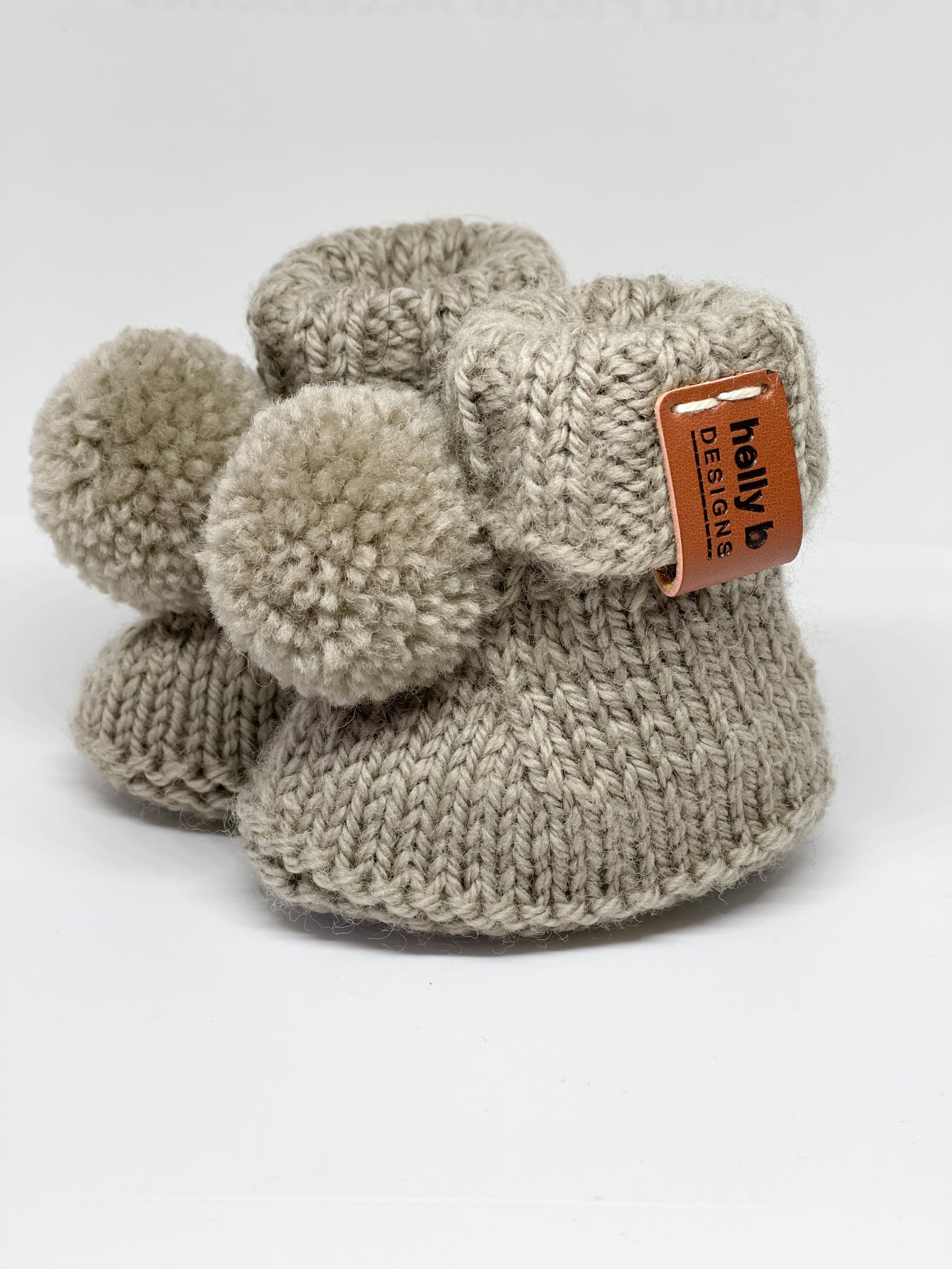 Knitted Pom Pom Booties