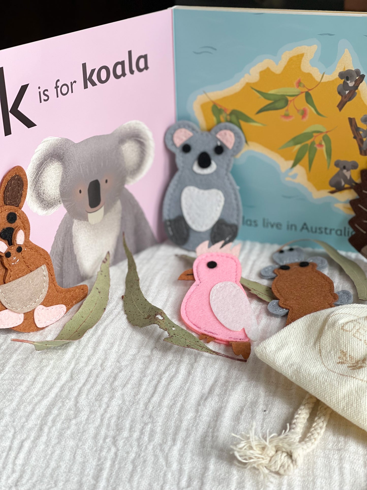 Finger Puppet Set with Australian Animal Book