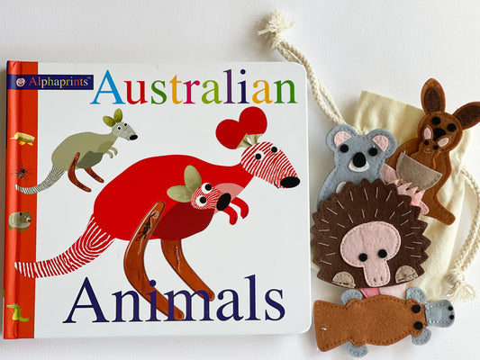 Finger Puppet Set with Australian Animal Book