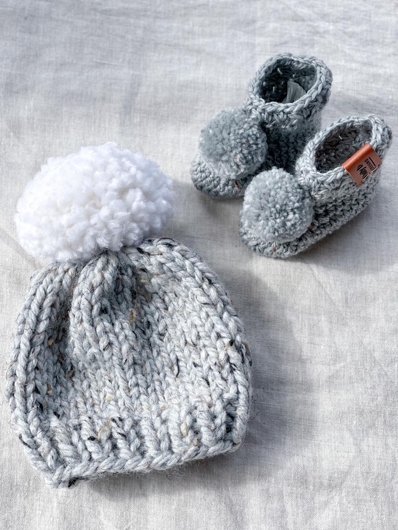 Pom Pom Bootie and Beanie Set