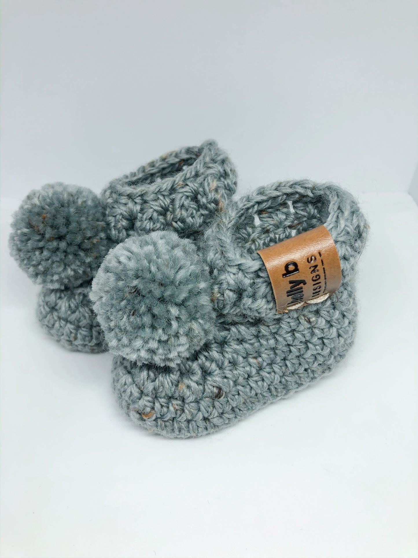 Crochet Merino Wool Pom Pom Booties