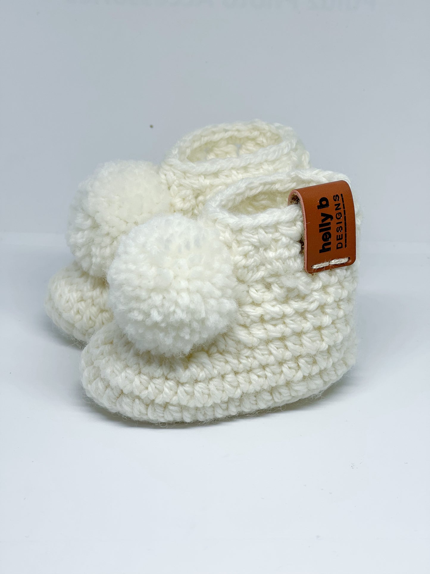 Crochet Merino Wool Pom Pom Booties