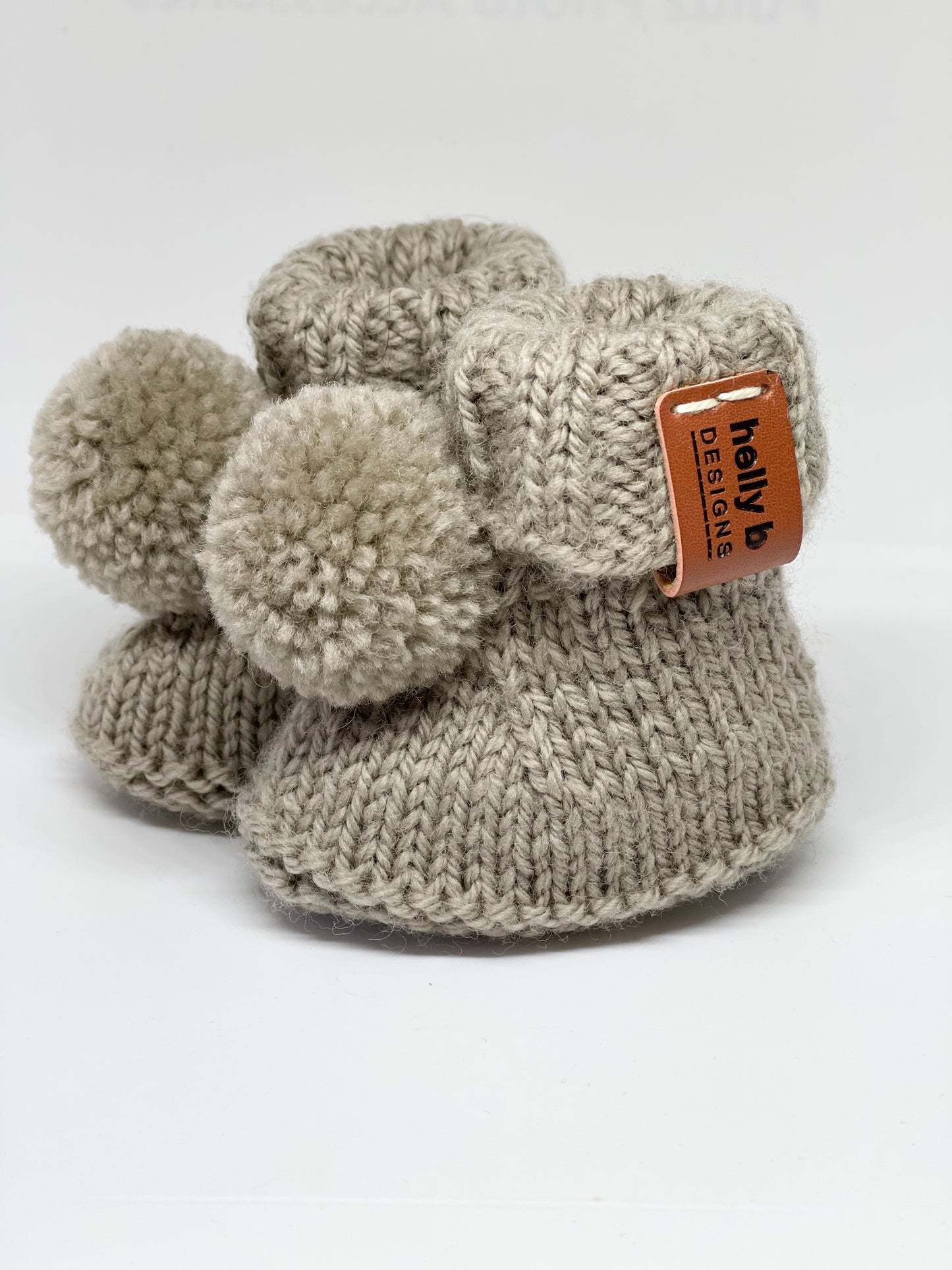 Knitted  Pom Pom Booties